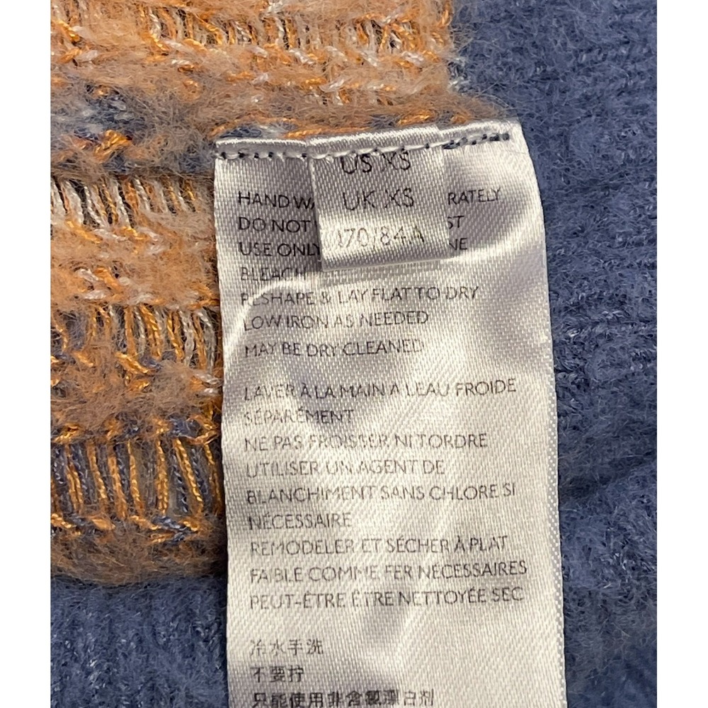Free People Through The Motions Argyle V-Neck Sweater Vest Blue Fuzzy Cropped XS - Picture 6 of 9